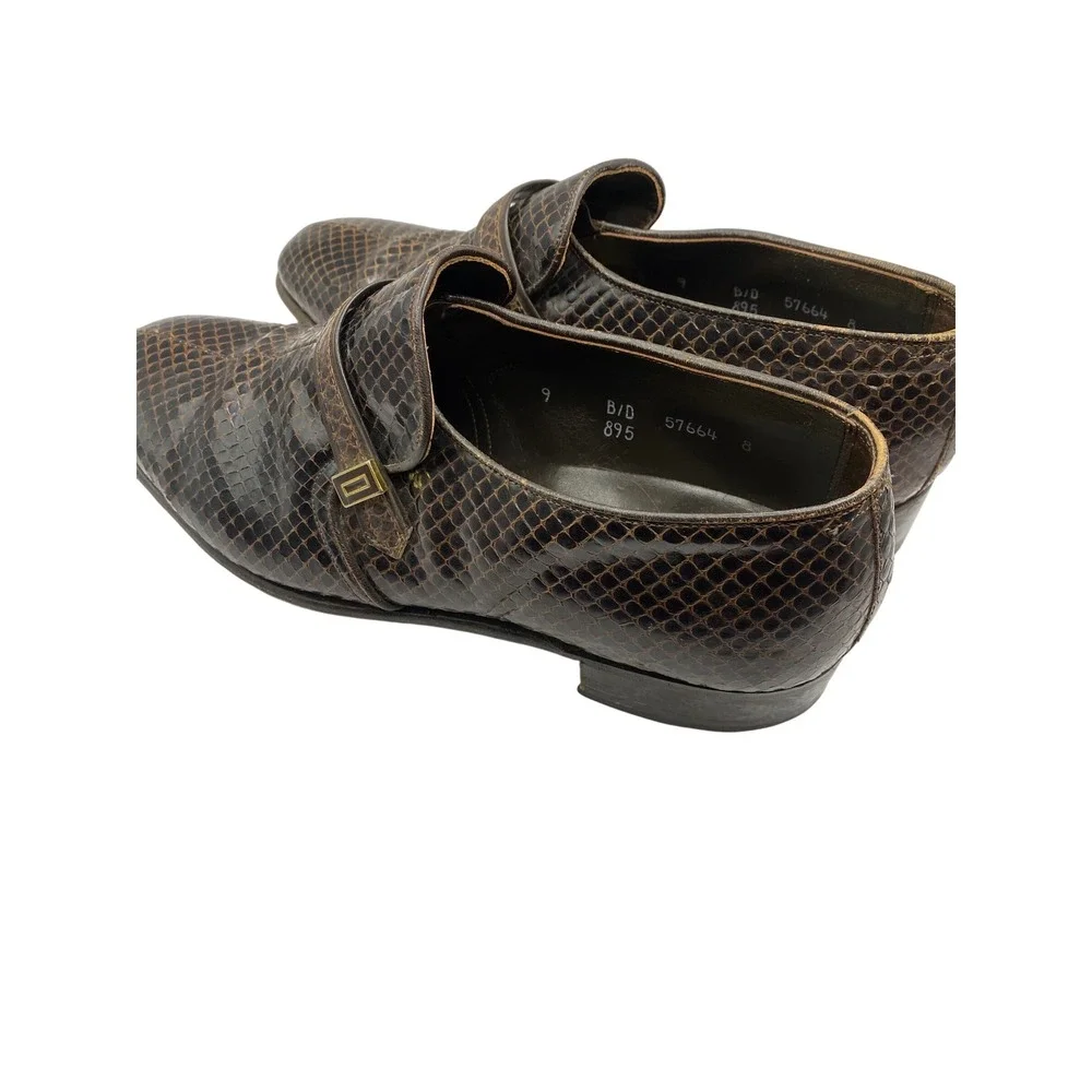 Nettleton Traditionals Brown Snakeskin Loafers Mens 9 Vintage Dress‎ Shoes